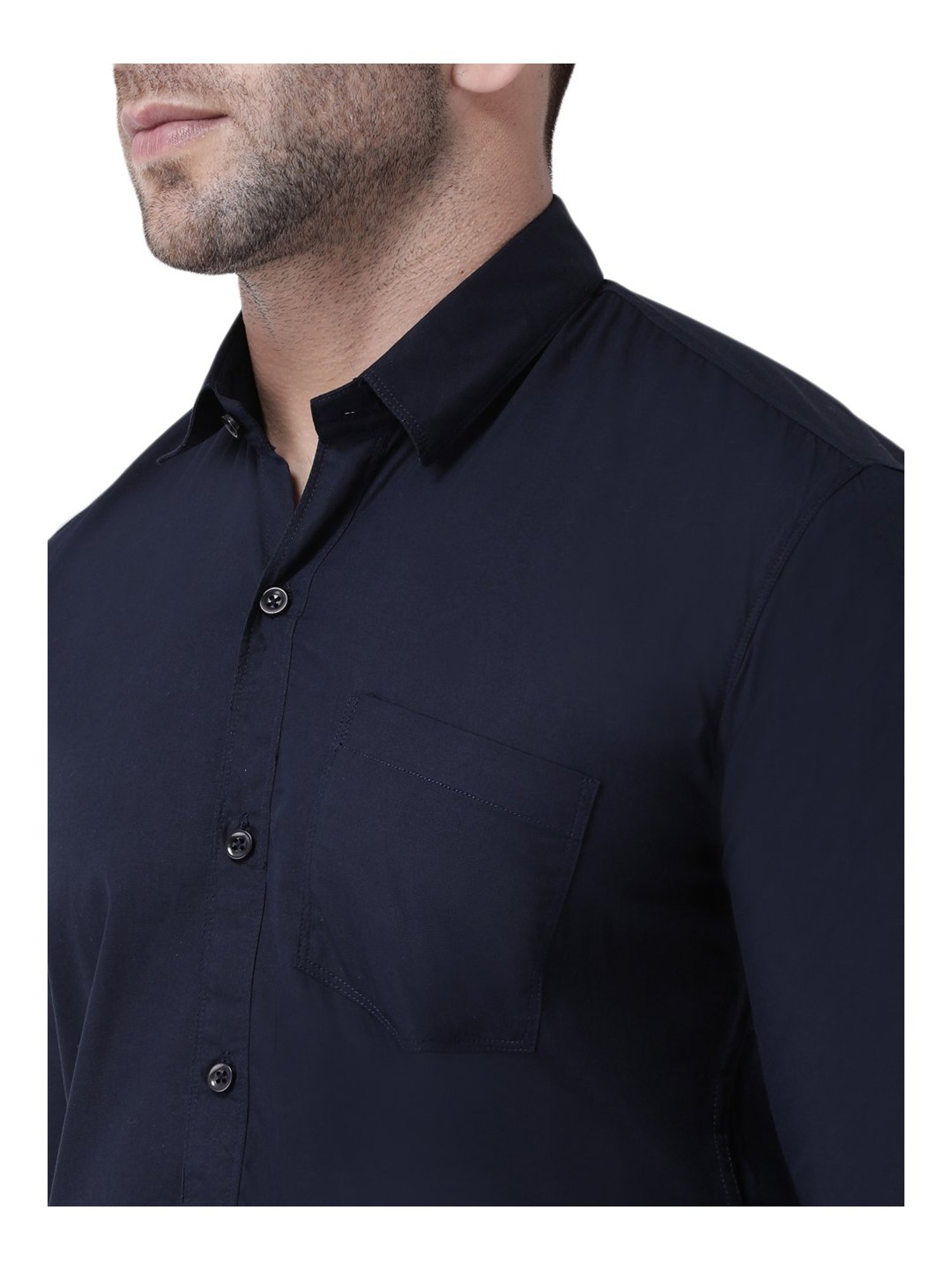 Hang Up Navy Cotton Slim Fit Shirt