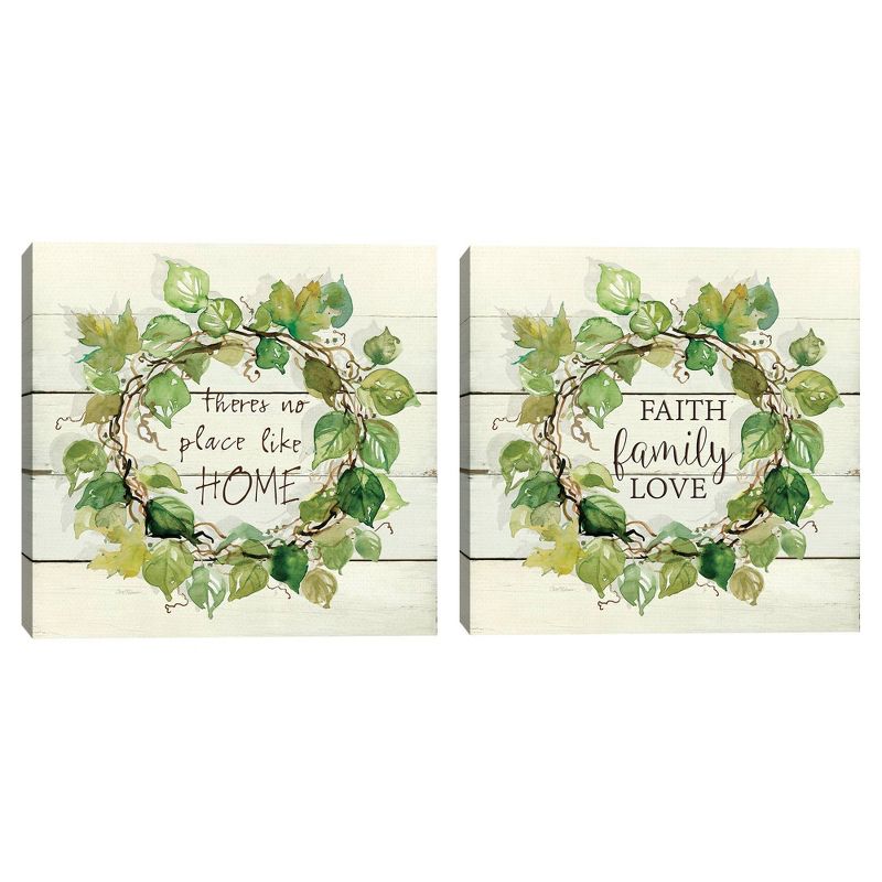 Set of 2 Corinthians' Wreath & Faith Family Love Wrapped Unframed Canvas - Masterpiece Art Gallery