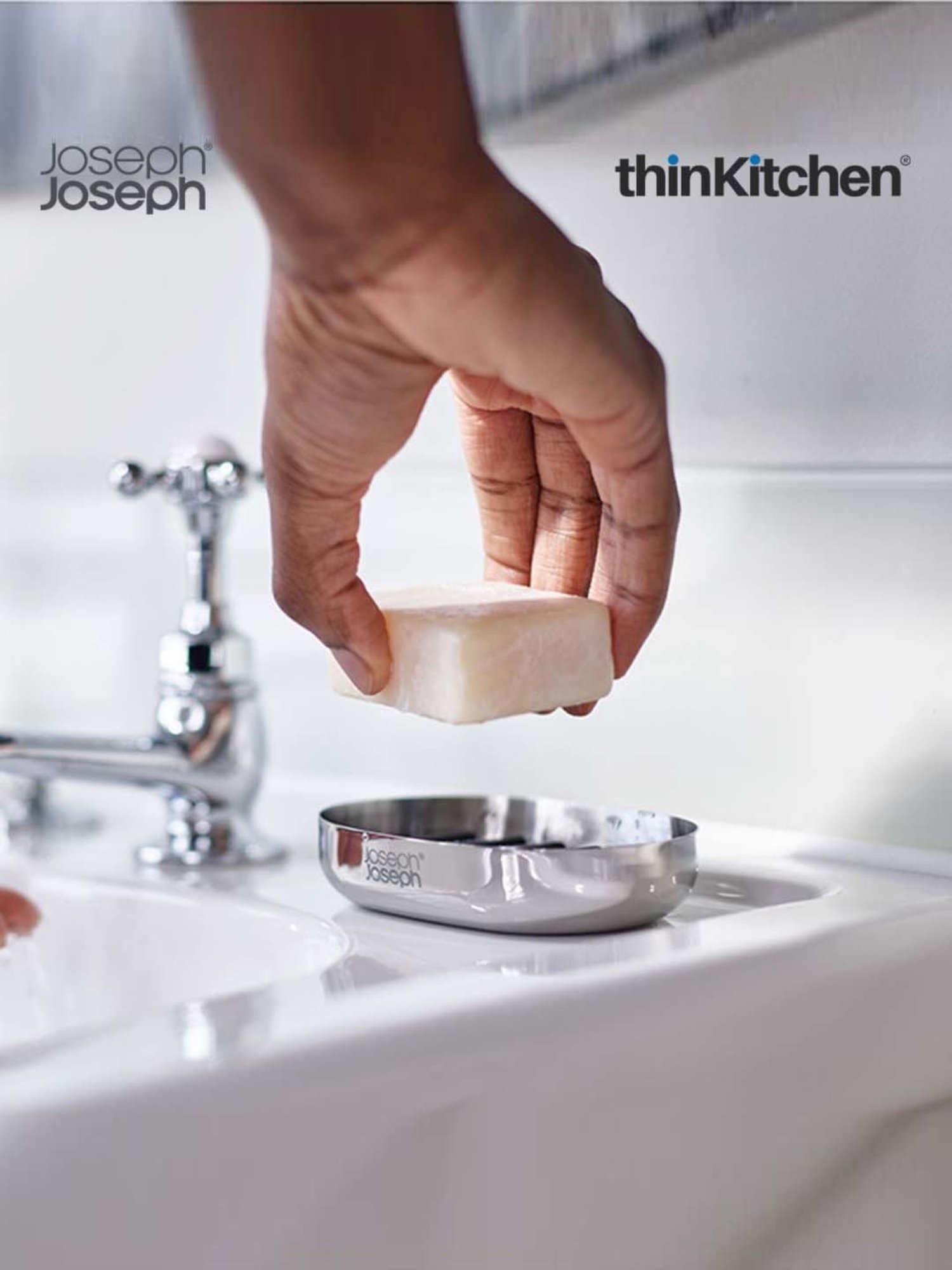 Joseph Joseph Silver Stainless Easystore Luxe Quick-Drain Soap Dish