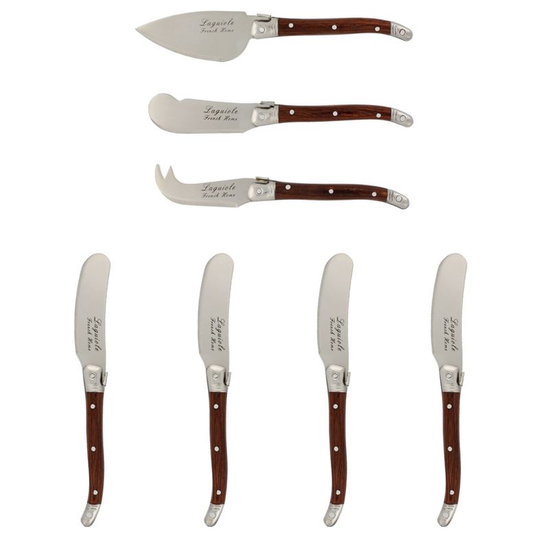 7pc Stainless Steel Laguiole Pakkawood Cheese Knife Set Brown - French Home