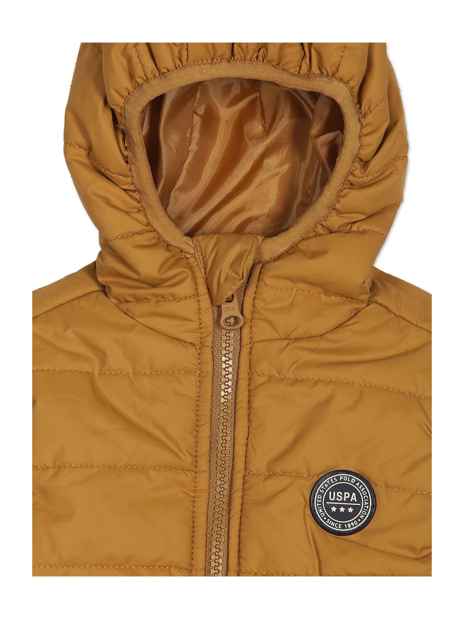 U.S. Polo Assn. Kids Mustard Solid Full Sleeves Puffer Jacket