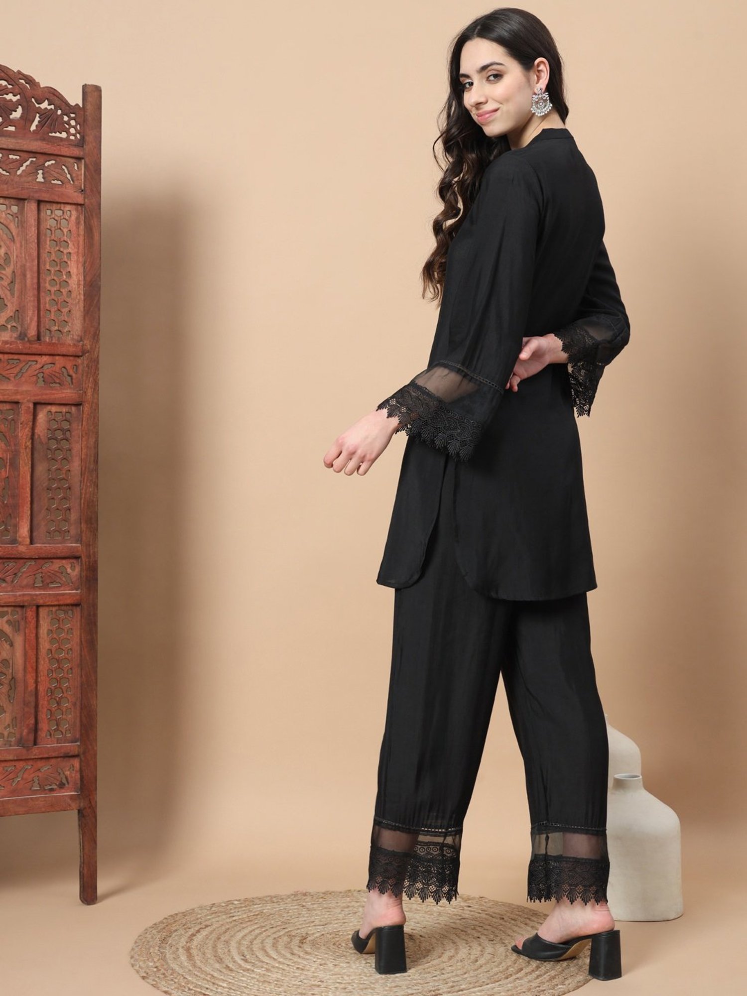 Yufta Black Tunic & Palazzo Set