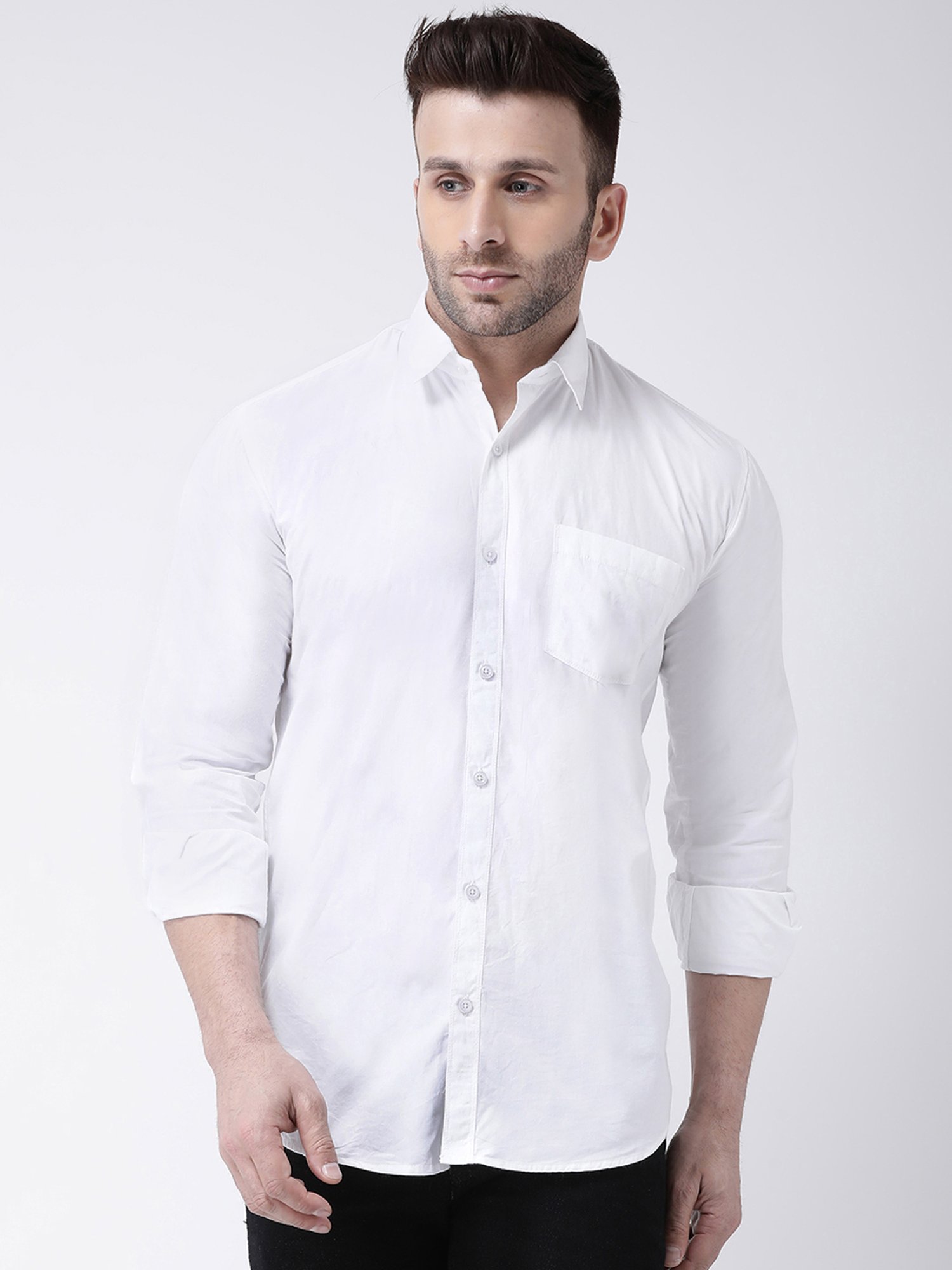Hangup Plus White Slim Fit Pure Cotton Shirt