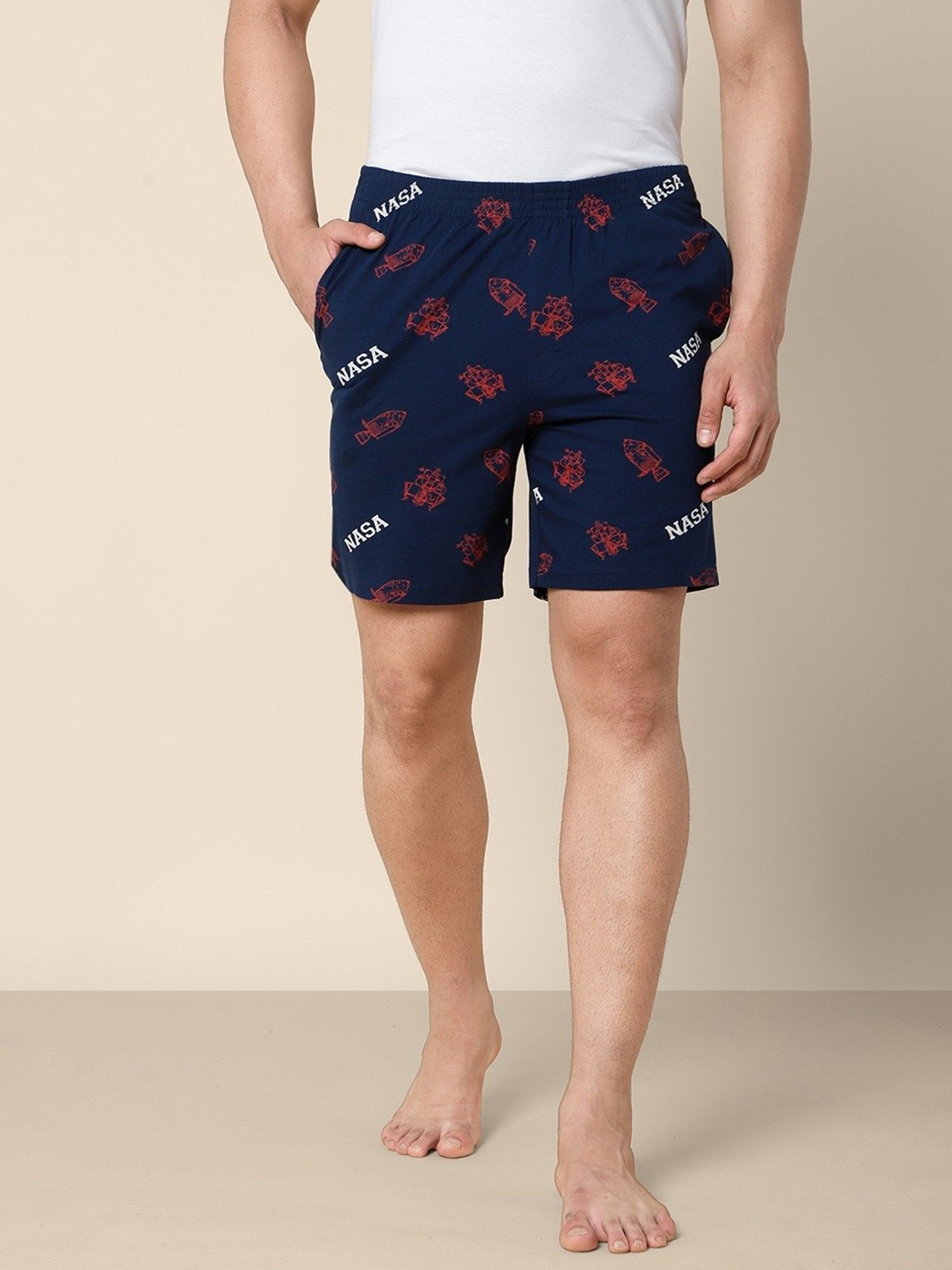 Free Authority Navy Cotton Regular Fit NASA Printed Boxers