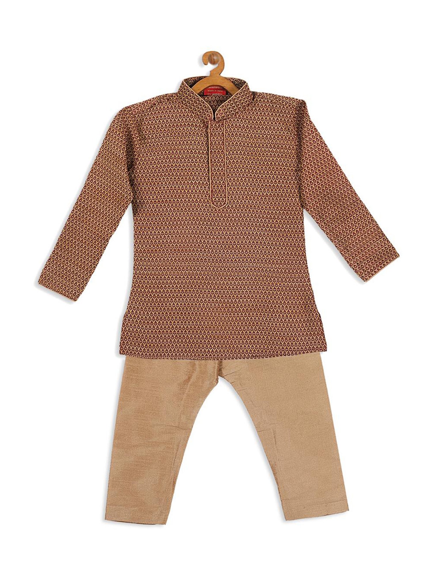 VASTRAMAY Kids Pink & White Floral Print Kurta Set