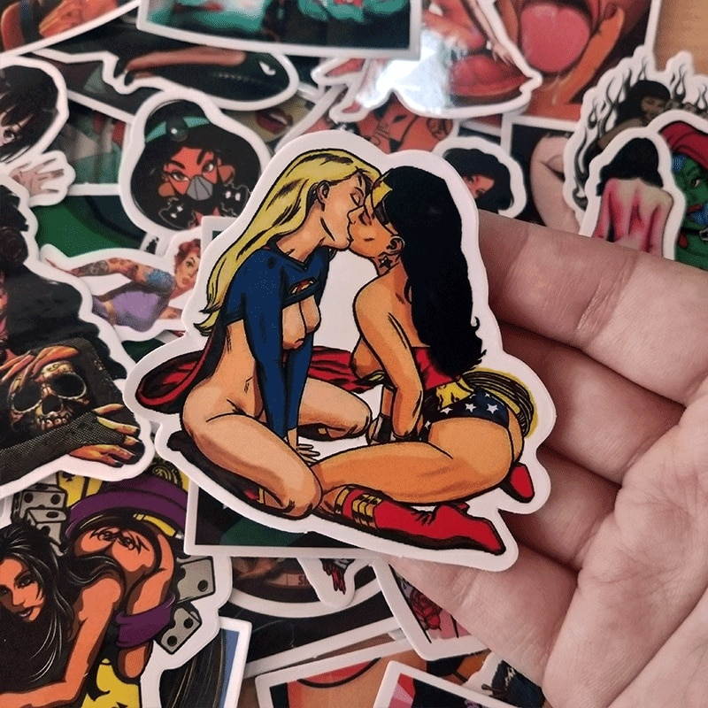 50 Pieces Pvc Waterproof Tease Vulgar Sexy Beauty Girls Stickers For PC Laptop Macbook Pro Keyboard Luggage Decal Bottles