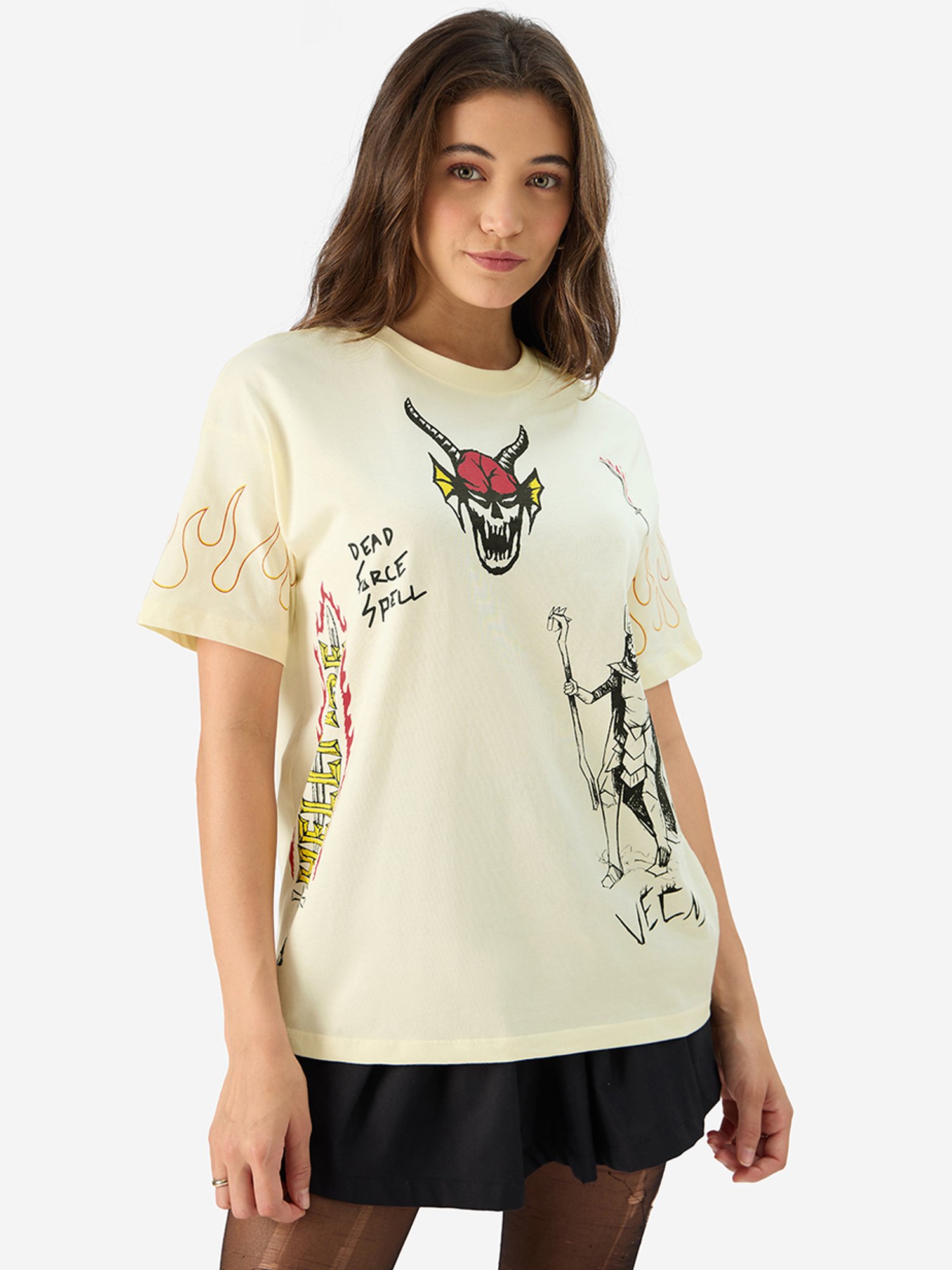 The Souled Store Off-White Cotton Printed T-Shirt