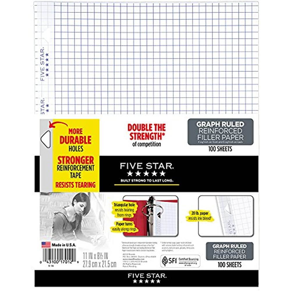 Five Star Reinforced Graph Filler Paper 100 Sheets - Paper