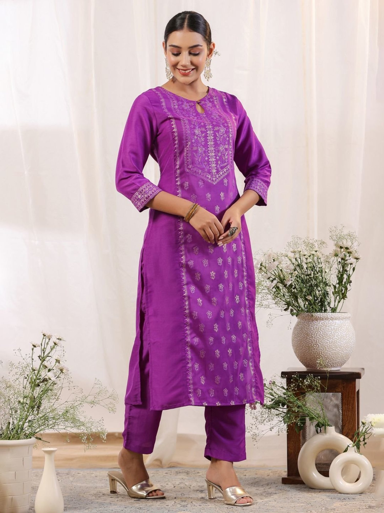 URBAN MYSTIC Black Rayon Embroidered Kurta & Sharara Set