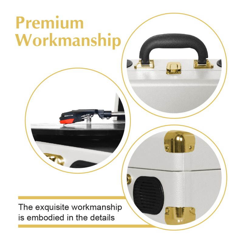 LP&No.1 Portable Suitcase Turntable with Stereo Speaker,3 Speeds Belt-Drive Vinyl Record Player Blue