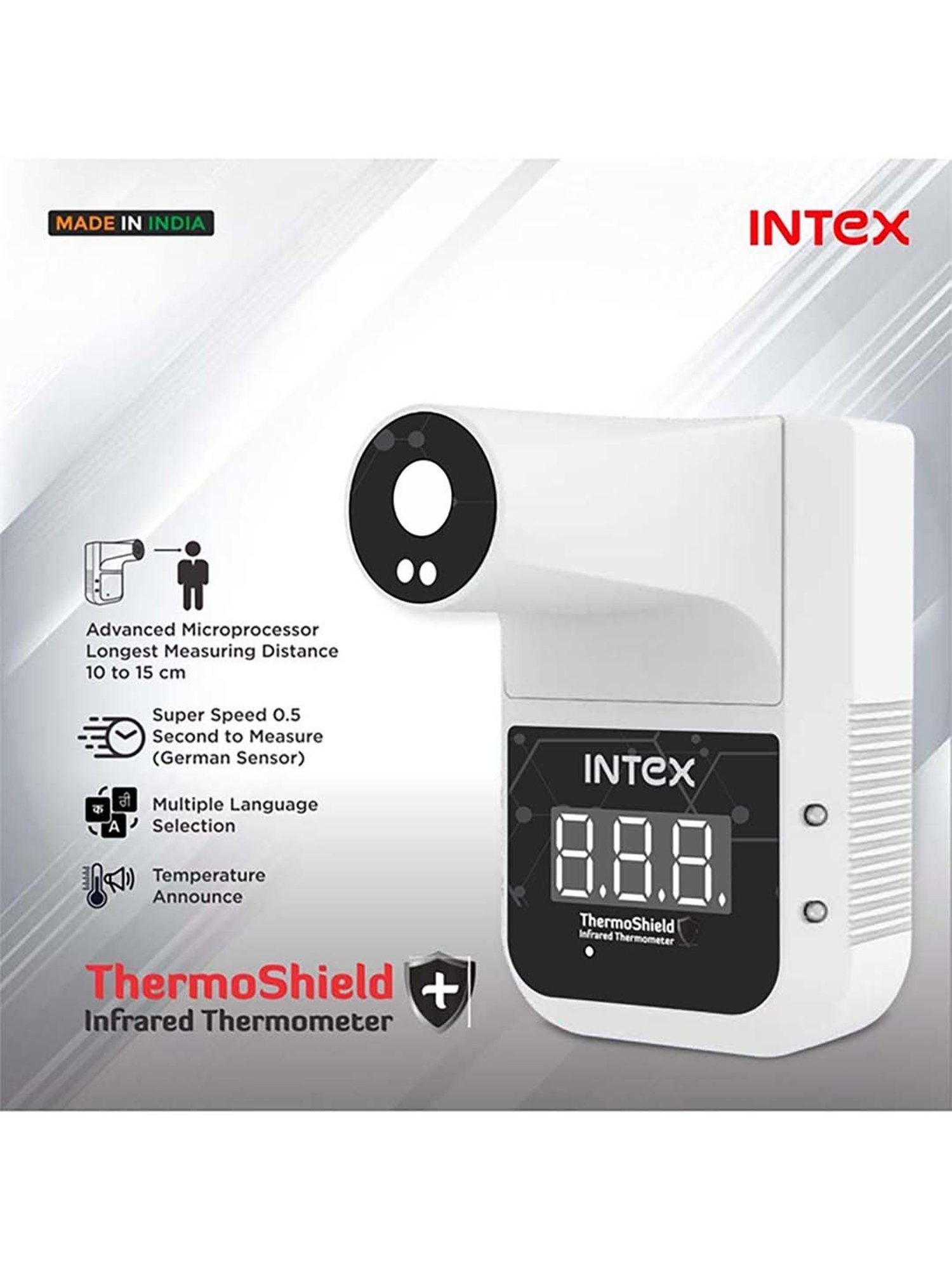 Intex Thermo Shield Wall Mount Automatic Digital Infrared Thermometer (White)