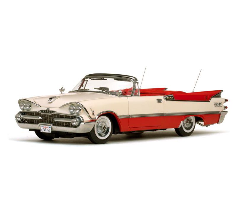 1959 Dodge Custom Royal Lancer Open Convertible Poppy Red and Pearl 1/18 Diecast Model Car by Sunstar