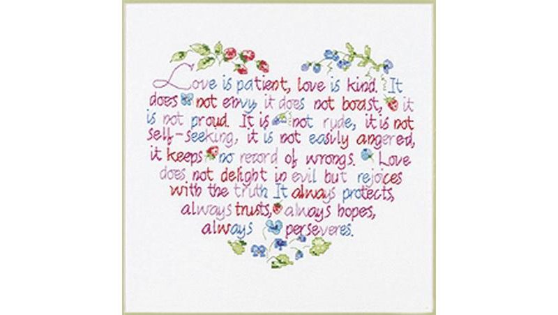 Janlynn Stamped Cross Stitch Kit 12"X10"-Love Is Patient