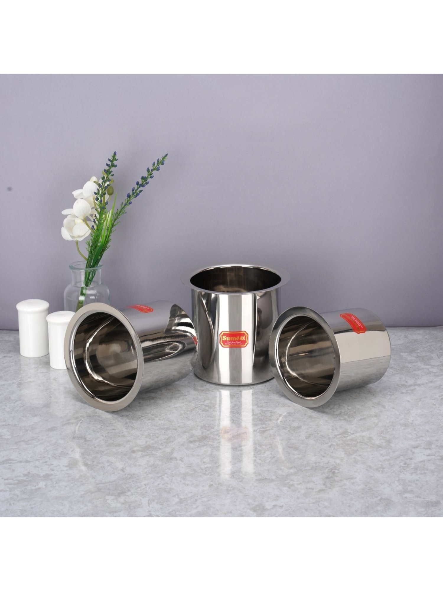 Sumeet S.S. Ganj/Milk Boiler/Milk Pot /Long Tapeli  set of 3 Pieces (1150ml, 1450ml, 1800ml), Silver