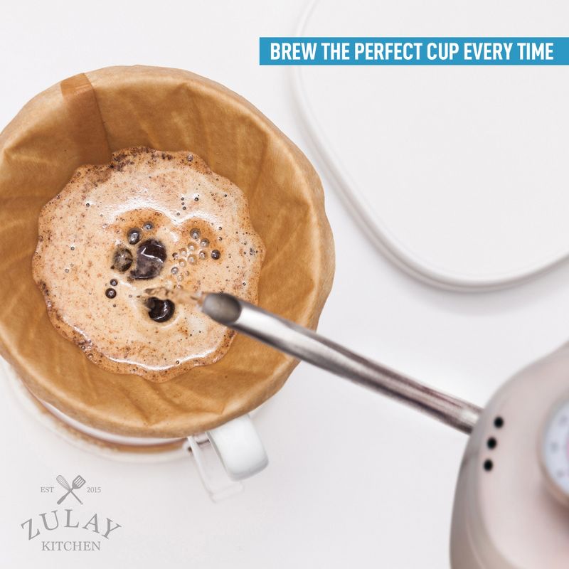 Zulay Kitchen Pour Over Kettle, 34 fl oz | 1 Liter - Top-Grade Stainless Steel Gooseneck Kettle with Built-In Thermometer