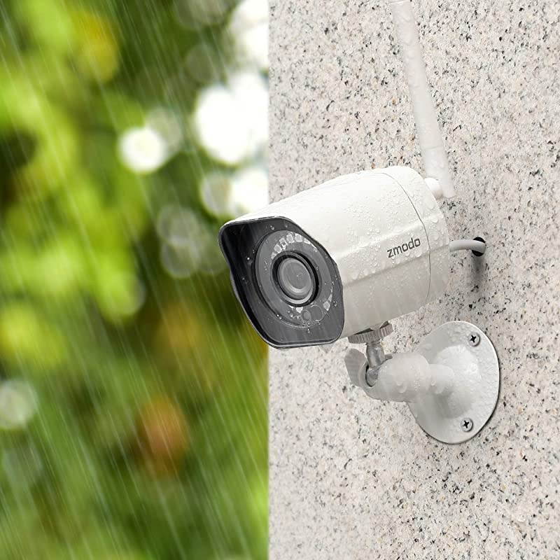 1080p Full HD Outdoor Wireless Security Camera System, 4 Pack Smart Home Indoor Outdoor WiFi IP Cameras with Night Vision, Compatible with Alexa