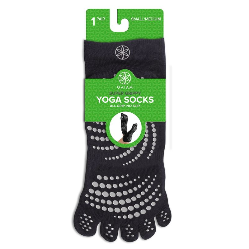 Gaiam No Slip Yoga Socks - Black/Gray M/L