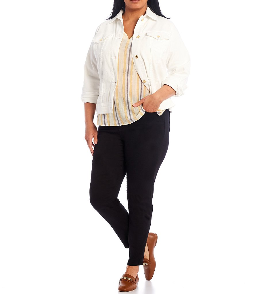MICHAEL Michael Kors Plus Size White Denim Stretch Jean Jacket