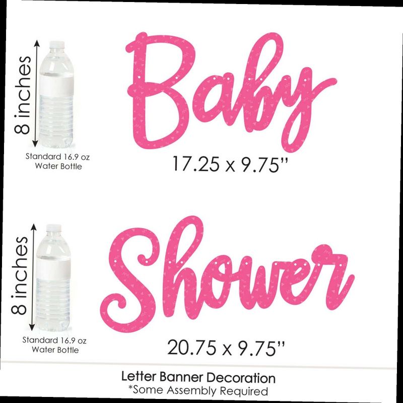 Big Dot of Happiness Pawty Like a Puppy Girl - Pink Dog Baby Shower Letter Banner Decoration - 36 Banner Cutouts and Baby Shower Banner Letters