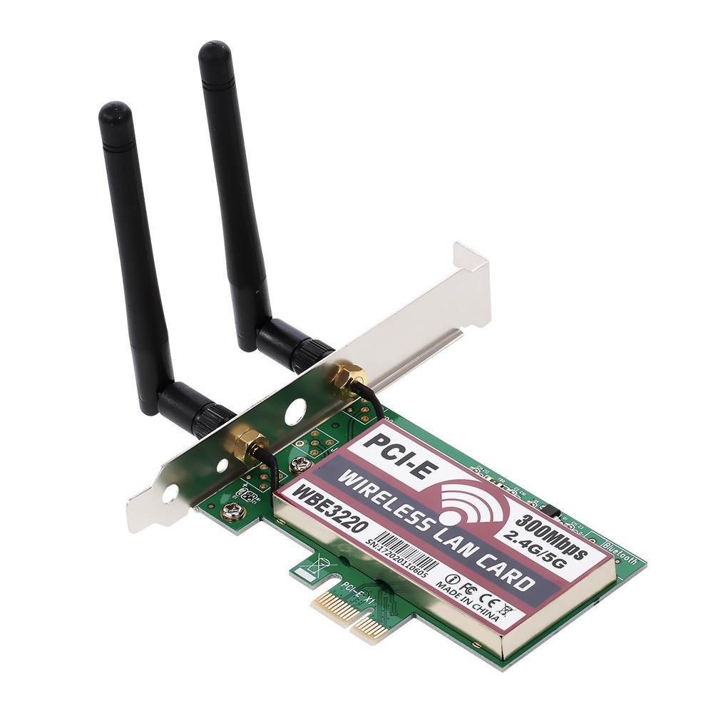 Wireless LAN Card WiFi Network Card with High-gain Antennas AP Function 300M PCI-E Adapter Card