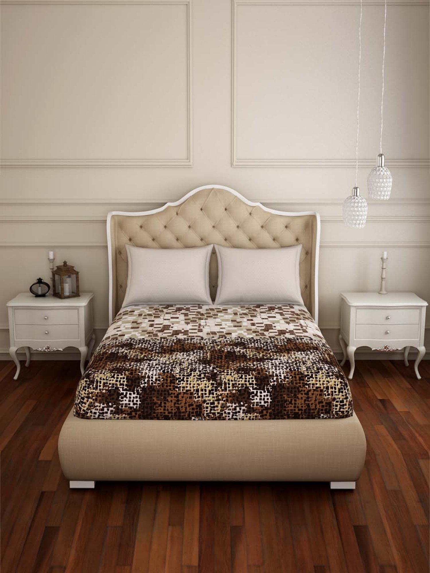 Spaces Atrium Plus Brown Cotton 210 TC Bed Sheet Set