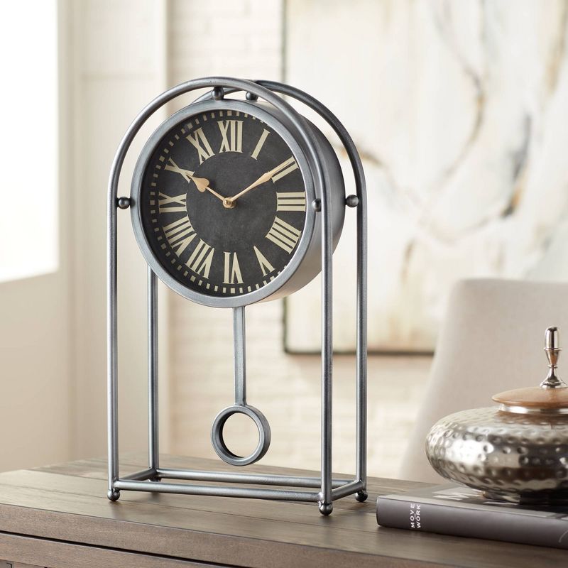 Kensington Hill Ellerby Glossy Silver 20 1/4" High Metal Table Clock