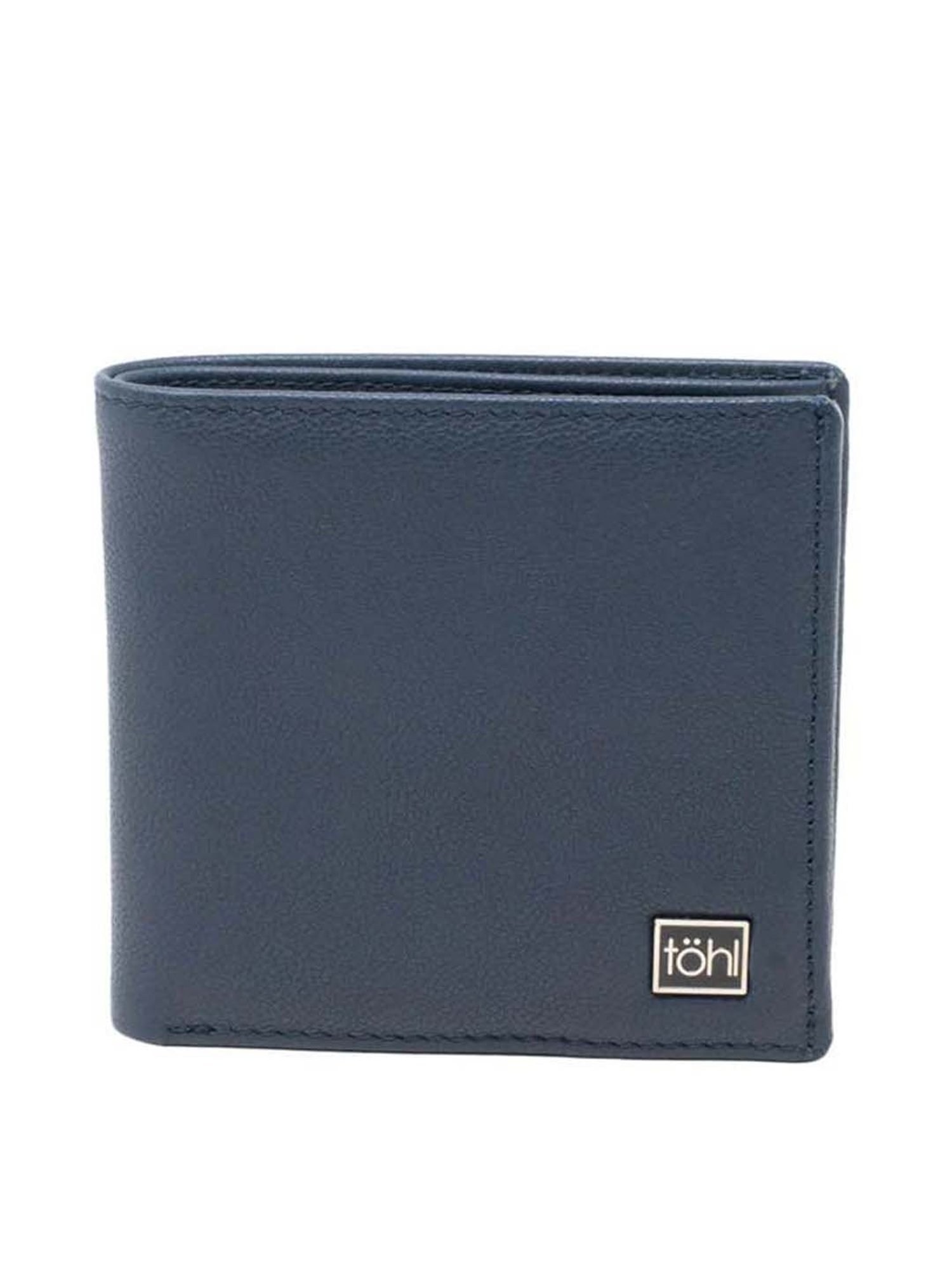 Tohl Navy Casual Leather Bi-Fold Wallet for Men