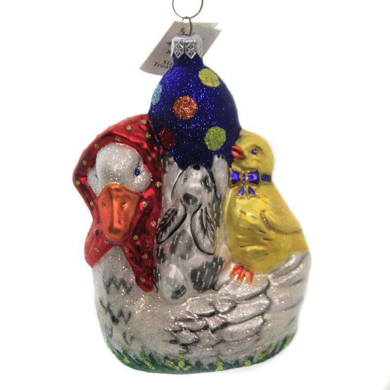 Slavic Treasures 6.0" Goose Party Rabbit Duck Easter Egg  -  Tree Ornaments