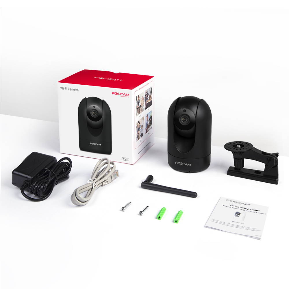 Foscam R2C WiFi Camera 1080P HD, Free Cloud Storage, Mutual Audio Dialogue,WiFi or Wired Connection, Motion/Sound Sensor, Pan/Tilt, Night Vision, IP Home Security Camera System, Black