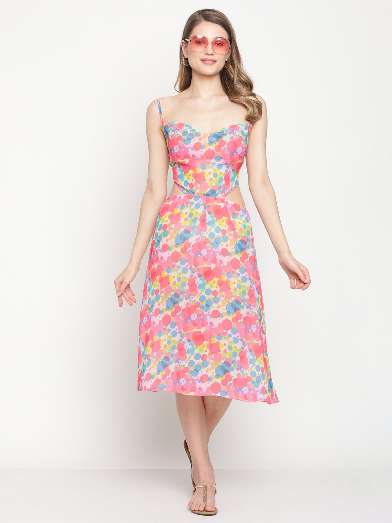 Erotissch Pink Printed Beachwear Dress