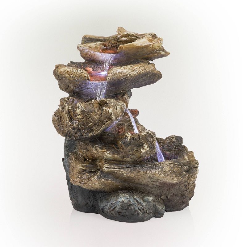 Alpine 22" Rainforest Five Tier Fountain with LED Lights Gray