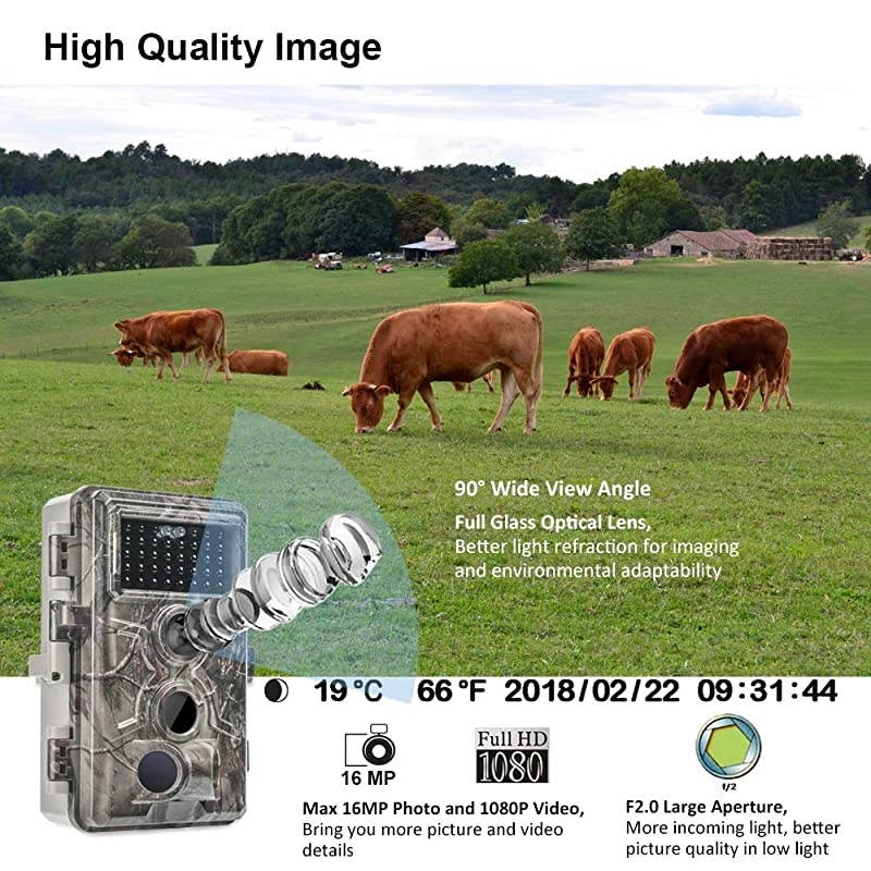 SL122 Pro Trail Camera, 16MP 1080P Game Camera with Advanced H.264 Video and Enhanced Night Vision, 0.2S Trigger Speed, 82ft Motion Activated, Wide 110&deg; View Angle, Waterproof