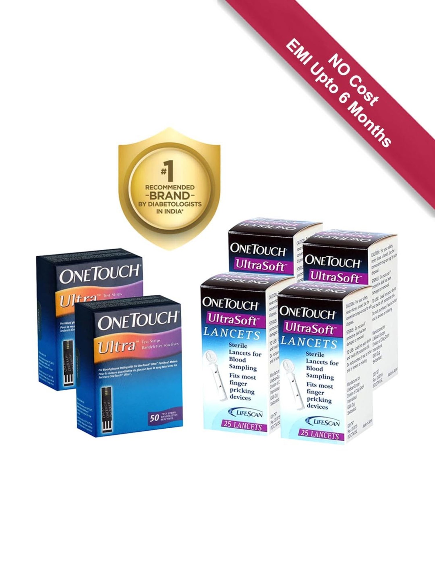 OneTouch Ultra Test Strips | Pack of 100 Strips with 100 OneTouch UltraSoft Lancets