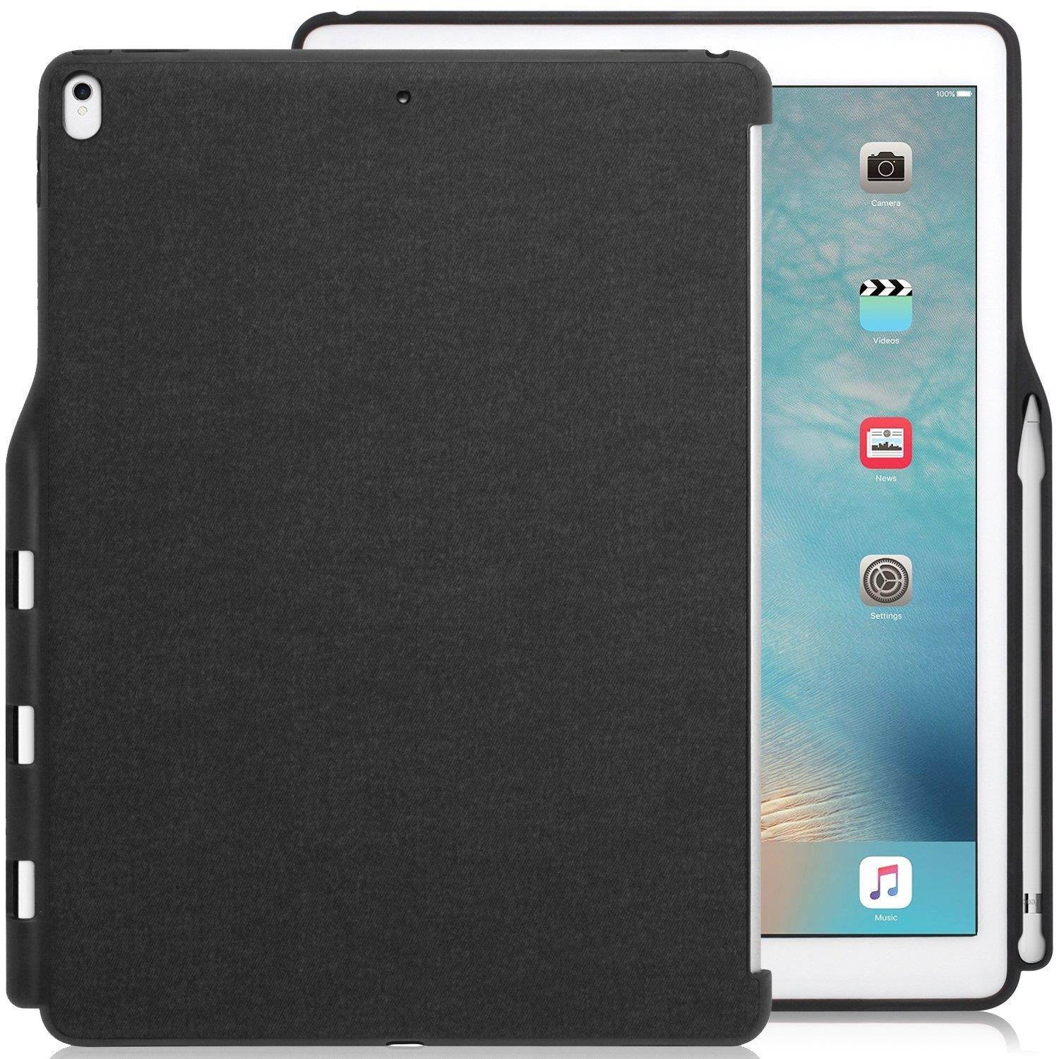 KHOMO iPad Pro 12.9 Inch Back Cover (Compatible with 2015 and 2017 version) - Companion Cover - With Pen holder - Perfect match for smart keyboard