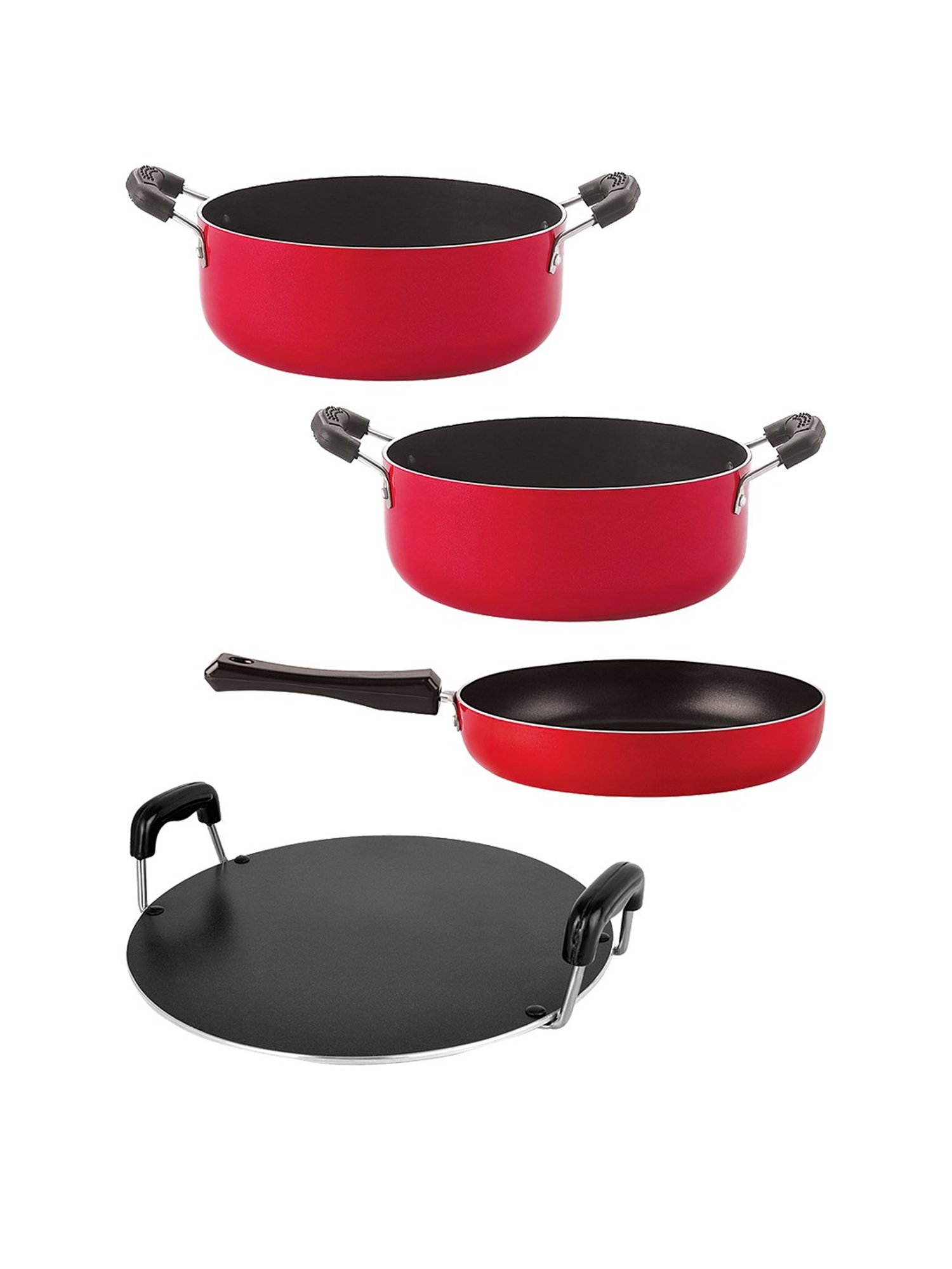 Nirlon Non-Stick Red Aluminium Kitchenware Cooking Utencil Gift Set of 4 Pieces