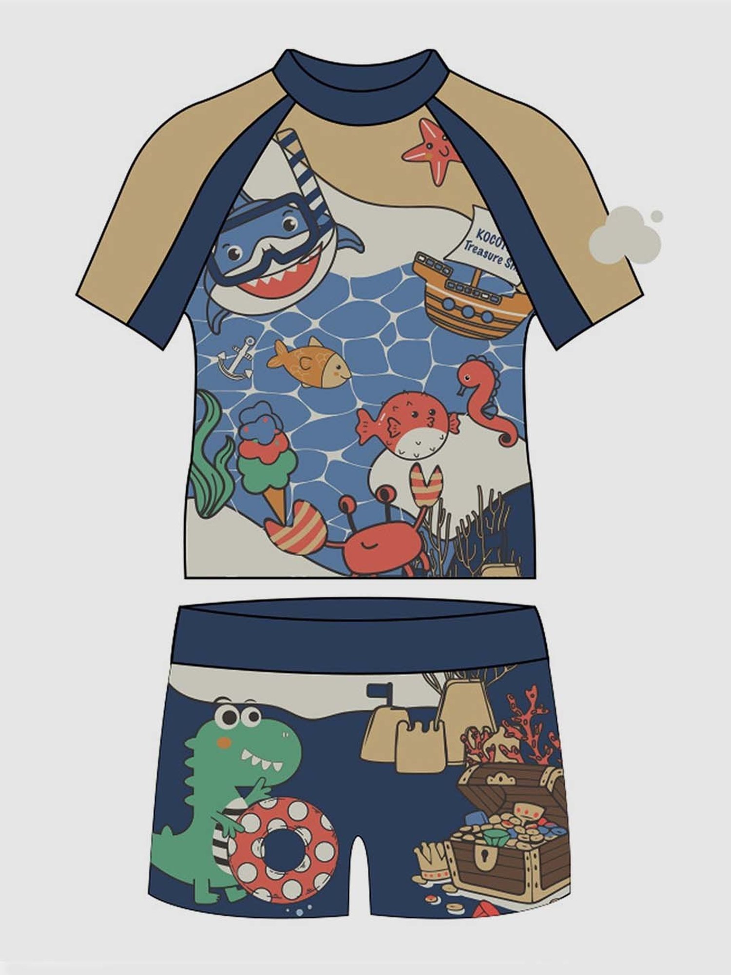 Little Surprise Box Kids Navy & Yellow Printed T-Shirt Set