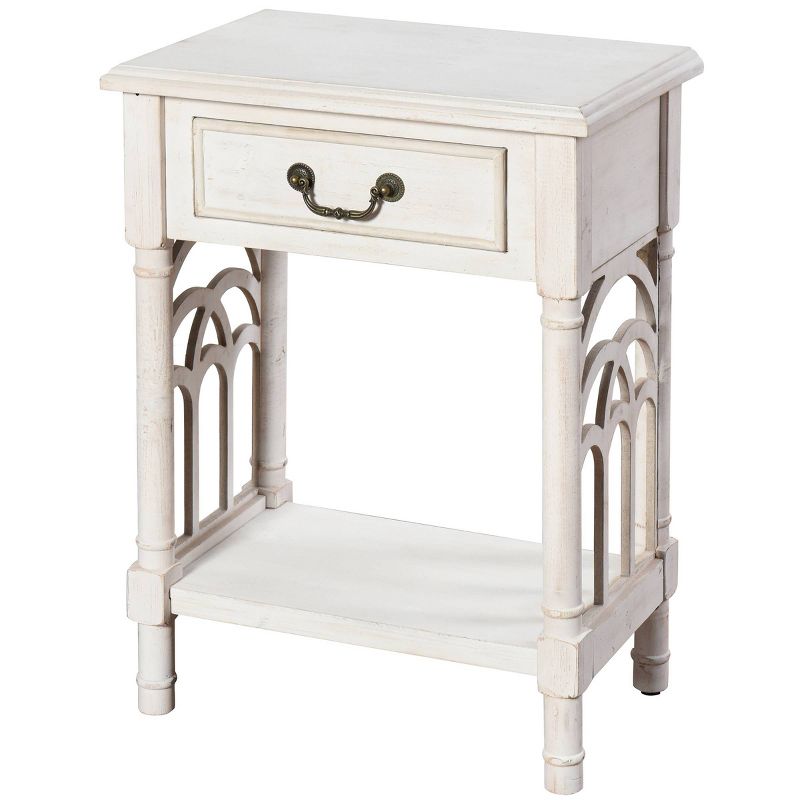 1 Drawer Side Table Distressed White - Stylecraft