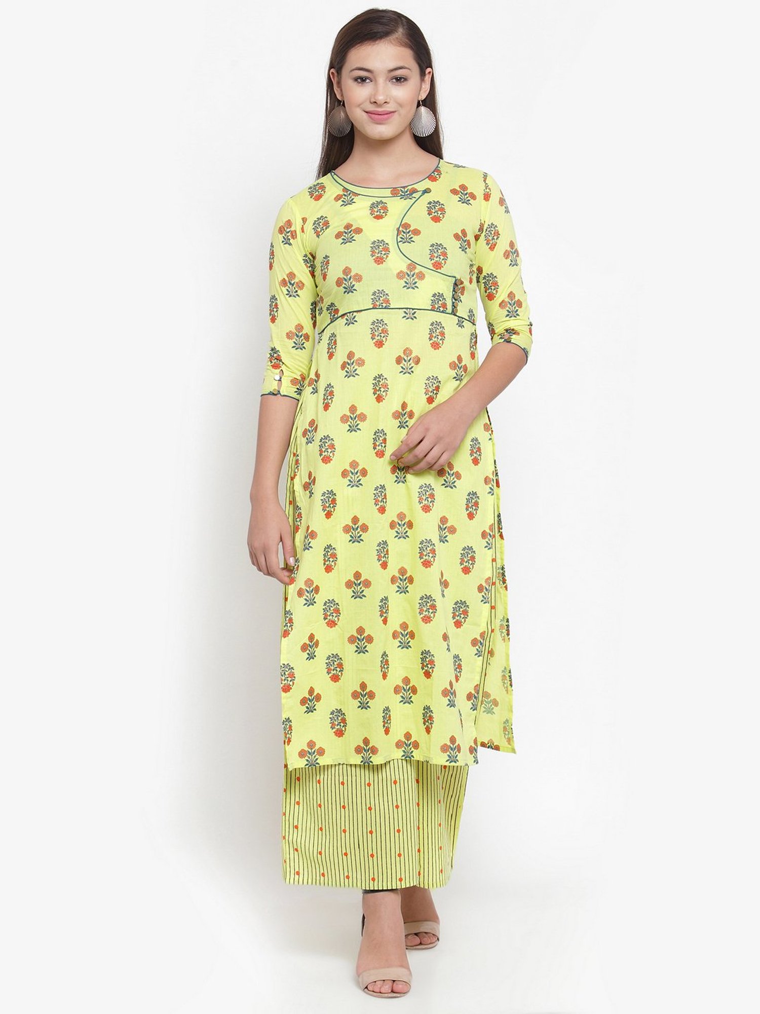 Fusion Beats Light Grey Embroidered A Line Kurta