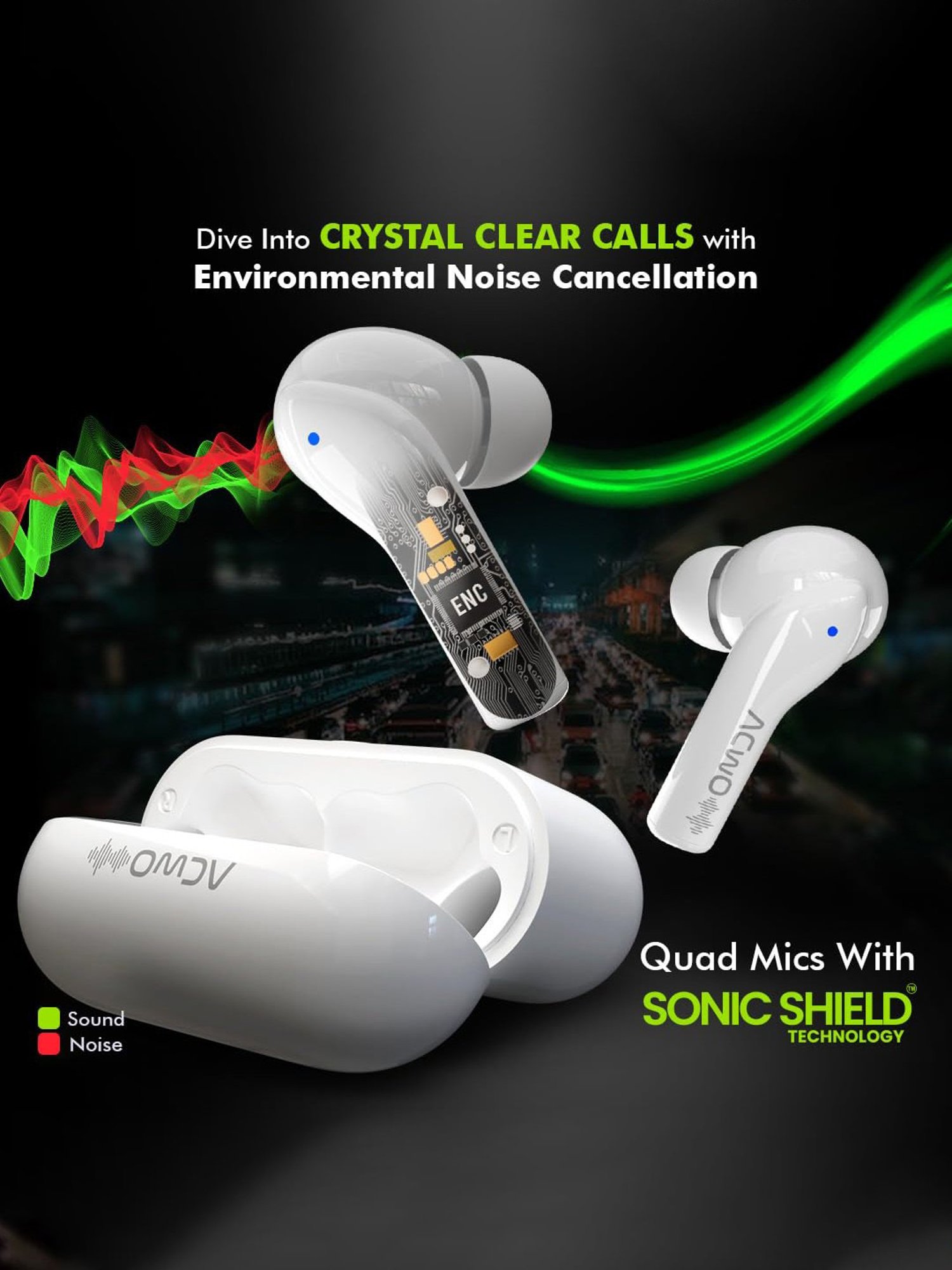 ACwO DwOTS 545 In Ear Earbuds with 48Hrs Playtime & ENC (Frosted White, True Wireless)