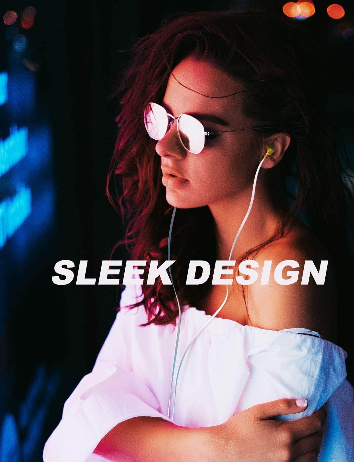 Earbuds Vogek Tangle-Free Flat Cord Ergonomic in-Ear Headphones with Dynamic Crystal Clear Sound Earphones with S/M/L Eartips Compatible with Samsung Android Phone and More-Yellow