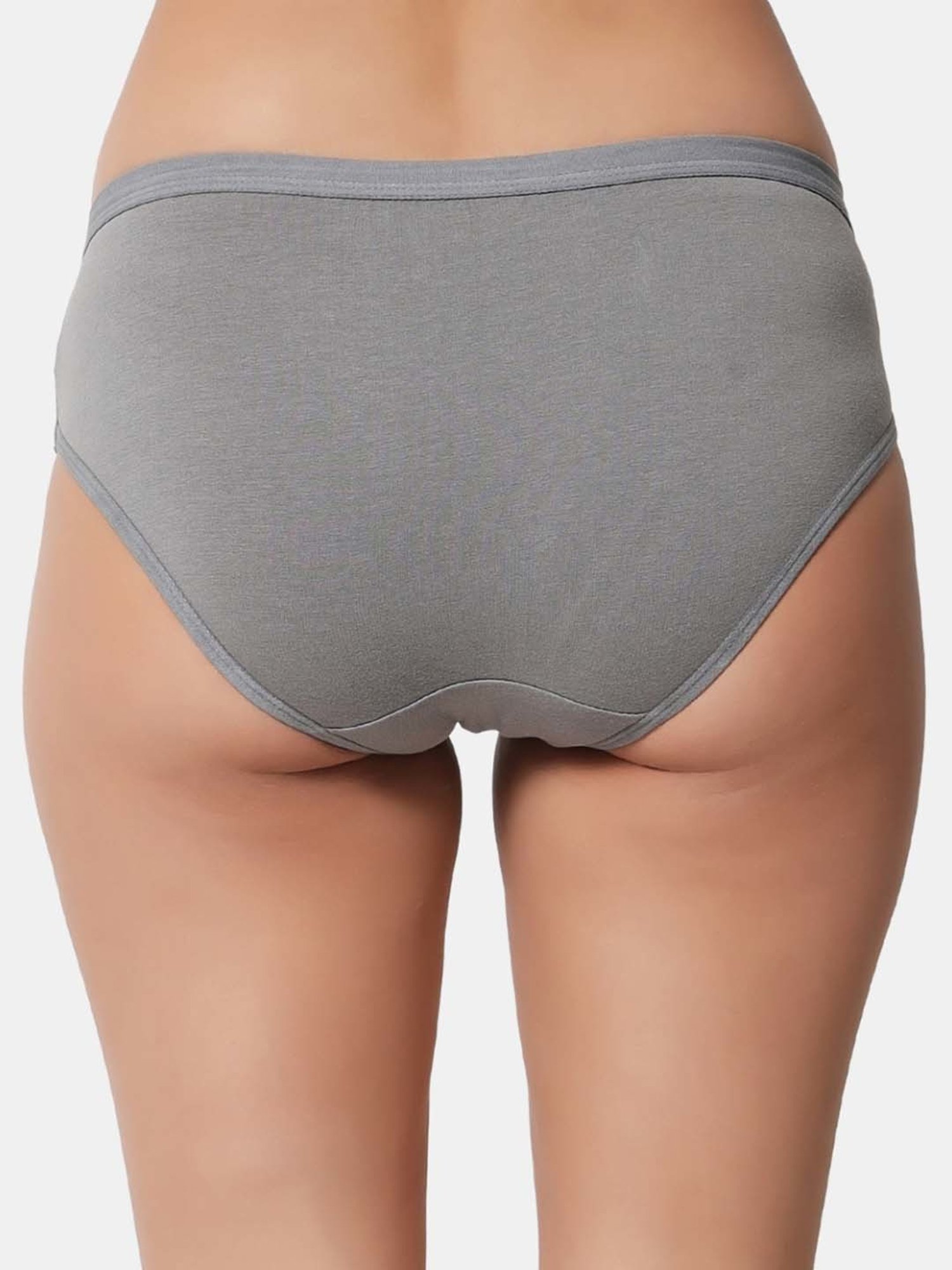 Bleeding Heart Grey & Pink Plain Panties - Pack Of 3