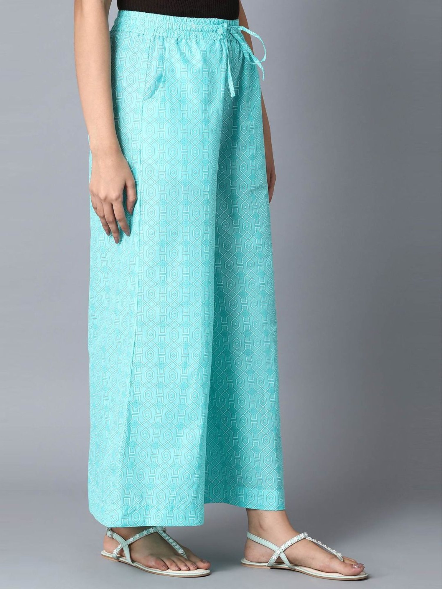 Saffron Threads Black Elasticated Palazzos