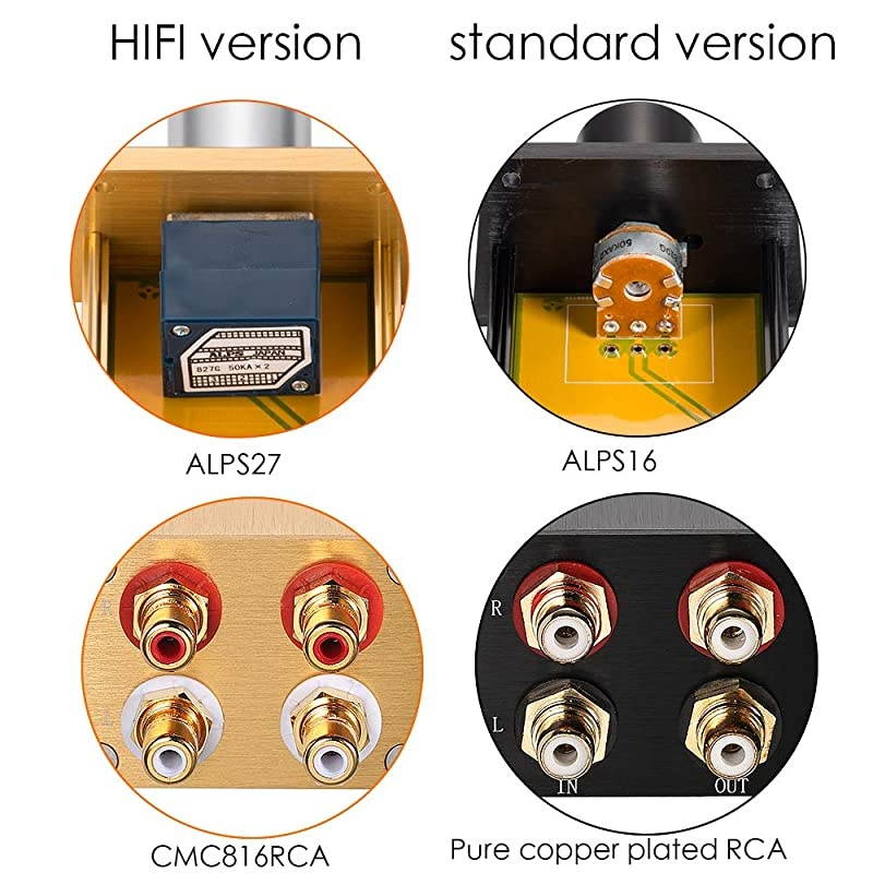 High Precision Passive Preamp Volume Controller VOL Control HiFi Preamplifier ALPS RCAHiFi Version Black