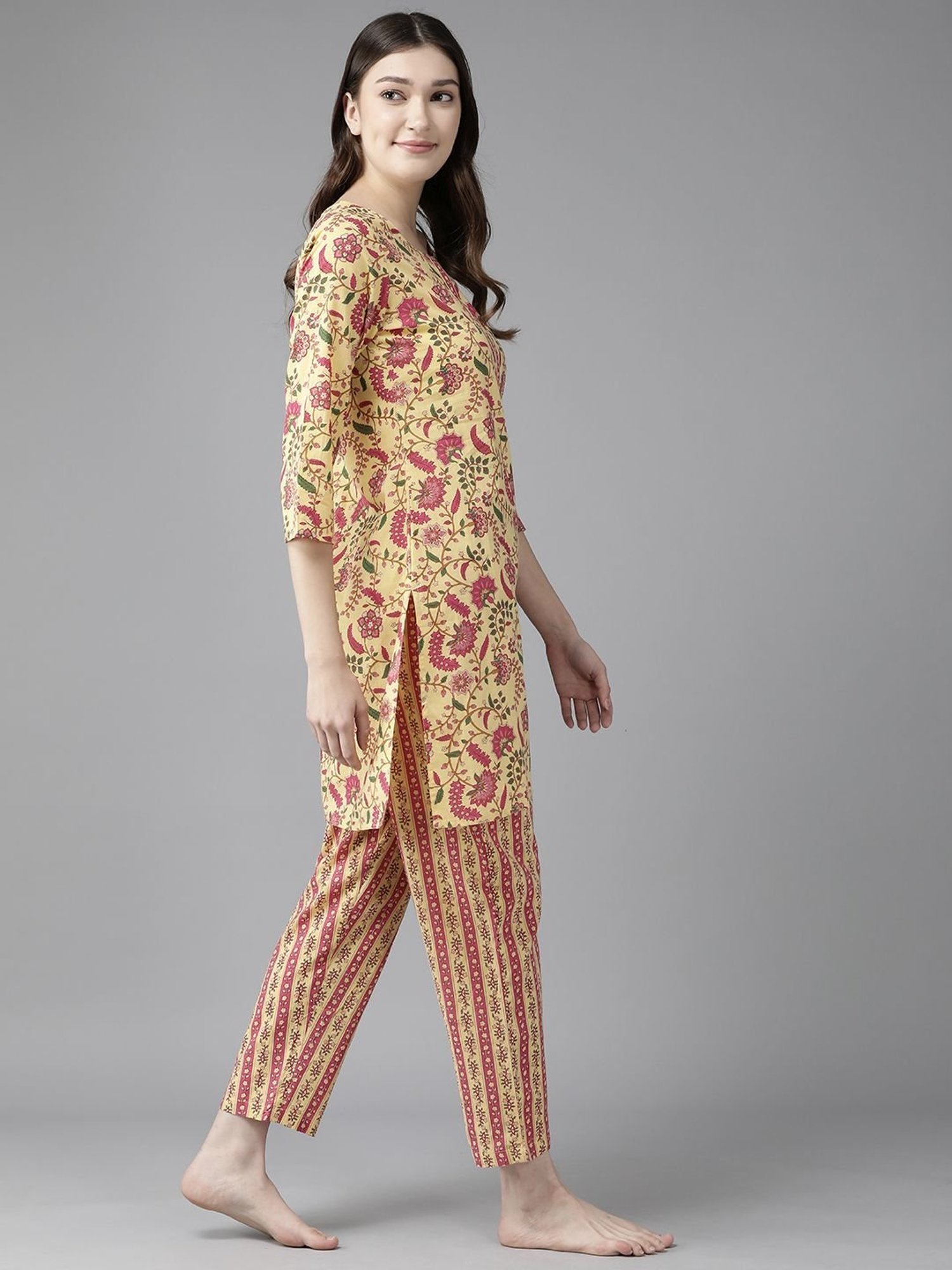 Prakrti Blue Cotton Printed Kurta Pant Set