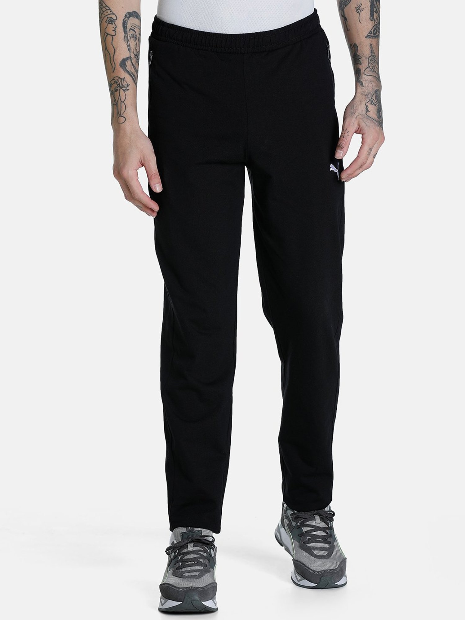 Puma Essentials Black Cotton Slim Fit Track Pants