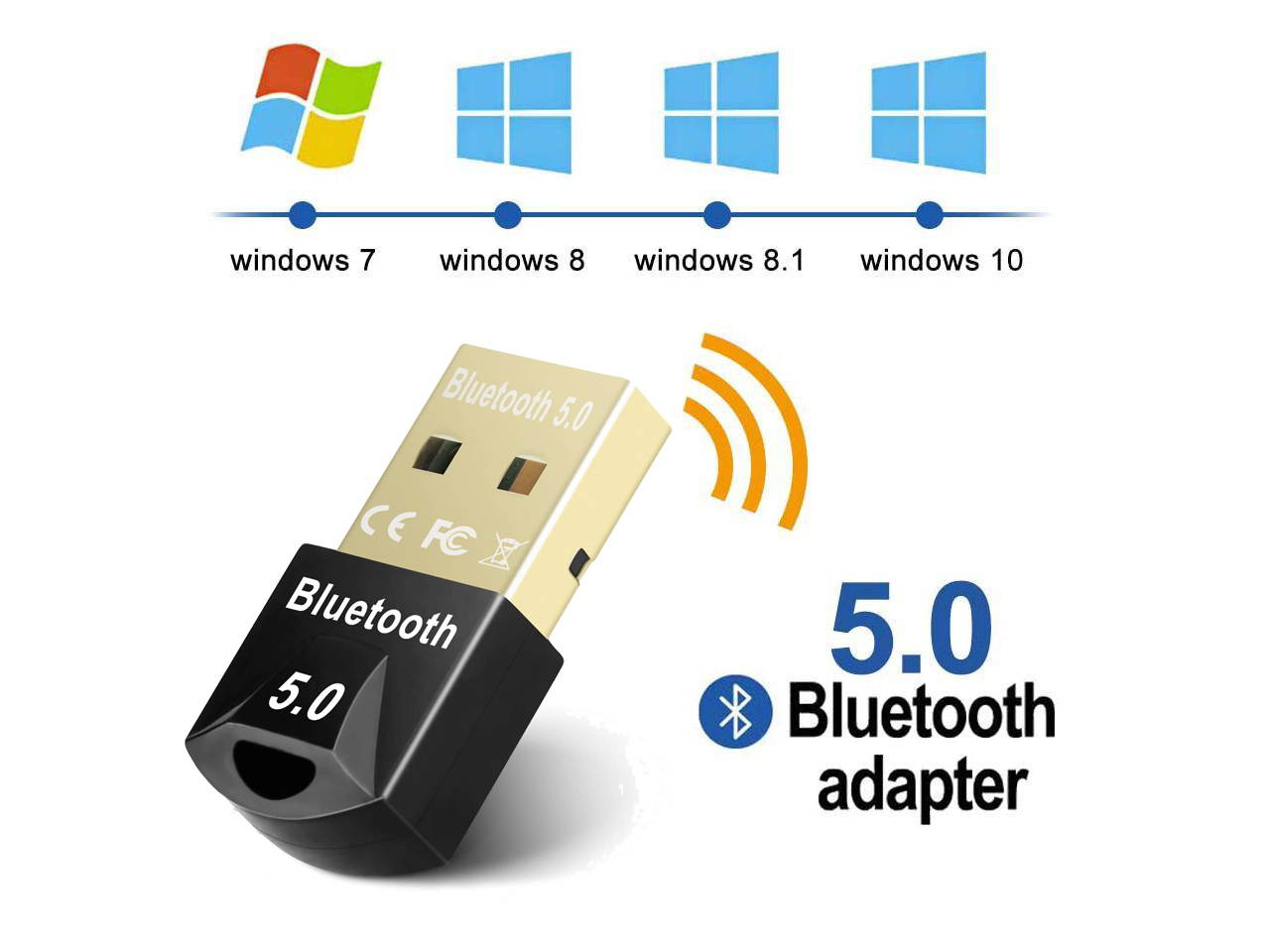 USB Bluetooth 5.0 Adapter for PC Win10/8.1/8/7/XP/Vista  Bluetooth Dongle Computer Desktop Wireless Transfer for Laptop Bluetooth Headphones Headset Speakers Keyboard Mouse Printer