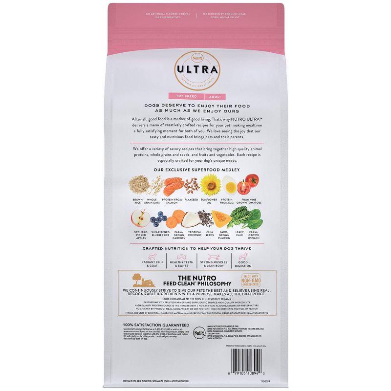 Nutro Ultra Superfood Plate Chicken, Lamb & Salmon Toy Breed Adult Dry Dog Food – 4lbs