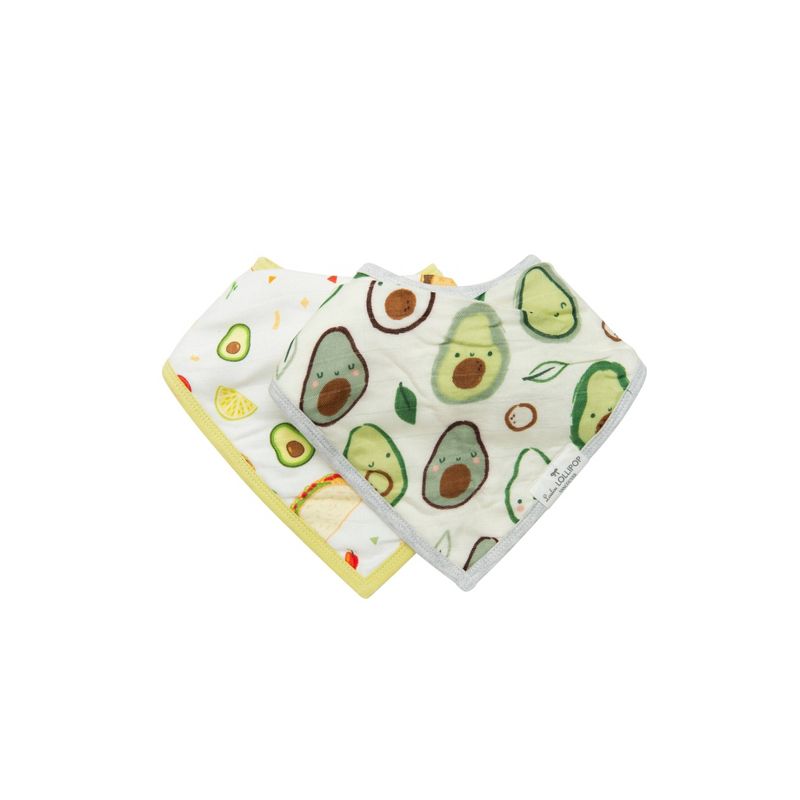 Loulou Lollipop Muslin Bandana Bib Set - Avocado