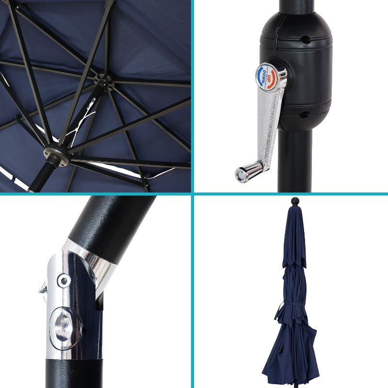 9' x 5' Rectangular Double Top Patio Outdoor Market Umbrella Emerald Green - Crestlive Products