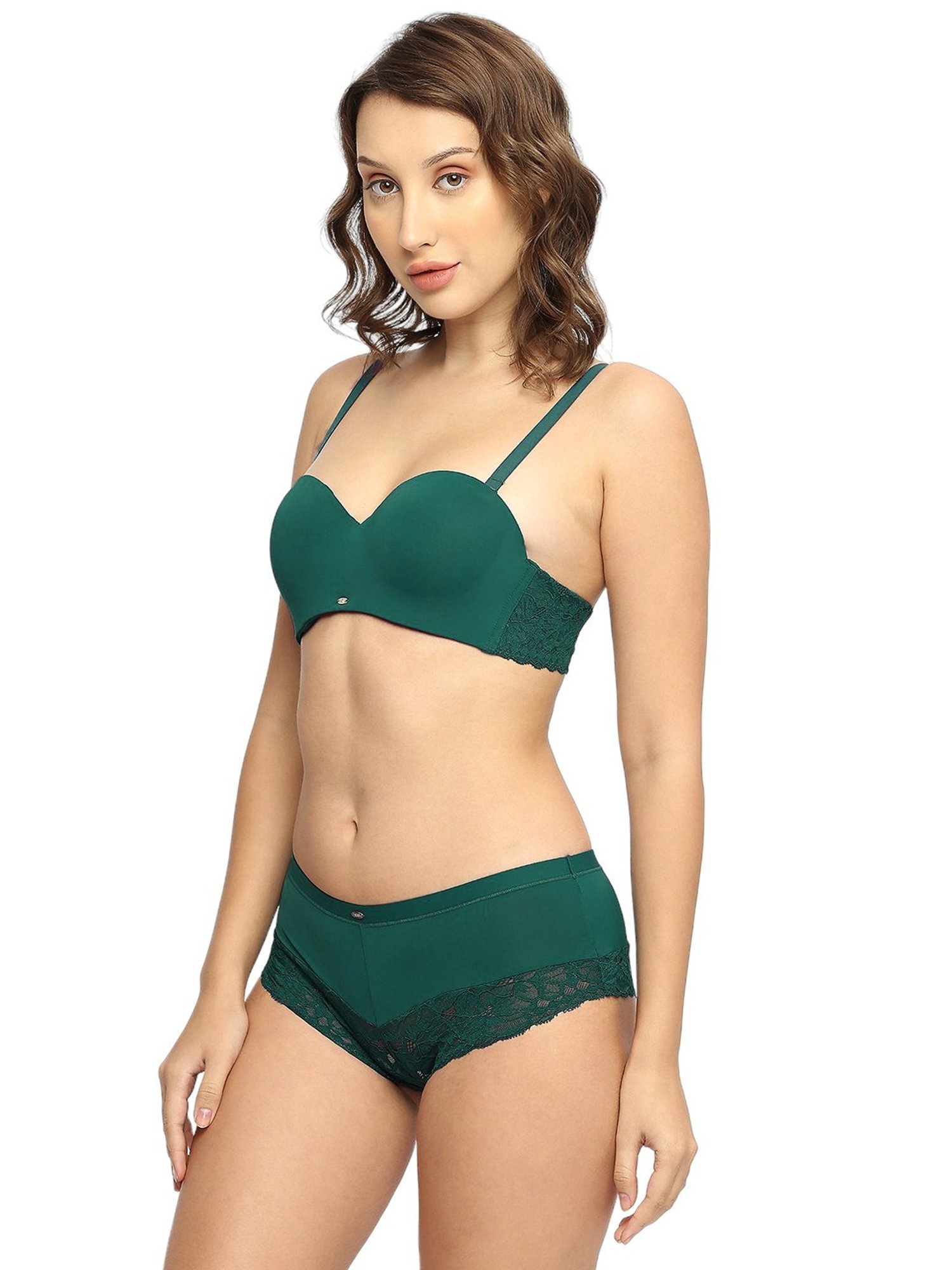 Soie Green Under-Wired Padded Bra & Panty Set